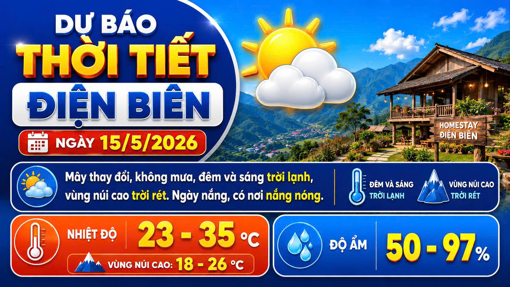 Bản tin Dự b&aacute;o thời tiết ng&agrave;y 15/5/2026