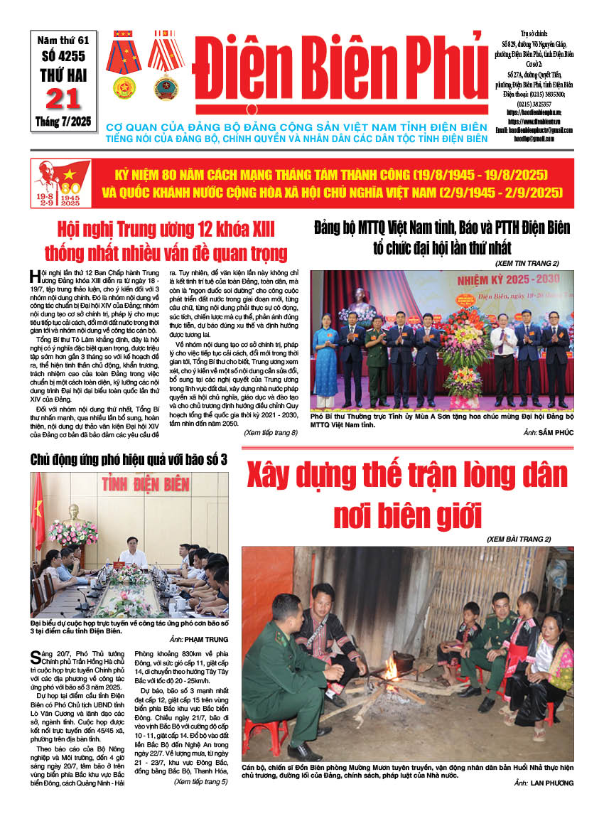 B&aacute;o thời sự Số b&aacute;o thứ hai,ng&agrave;y 21 th&aacute;ng 7 năm 2025