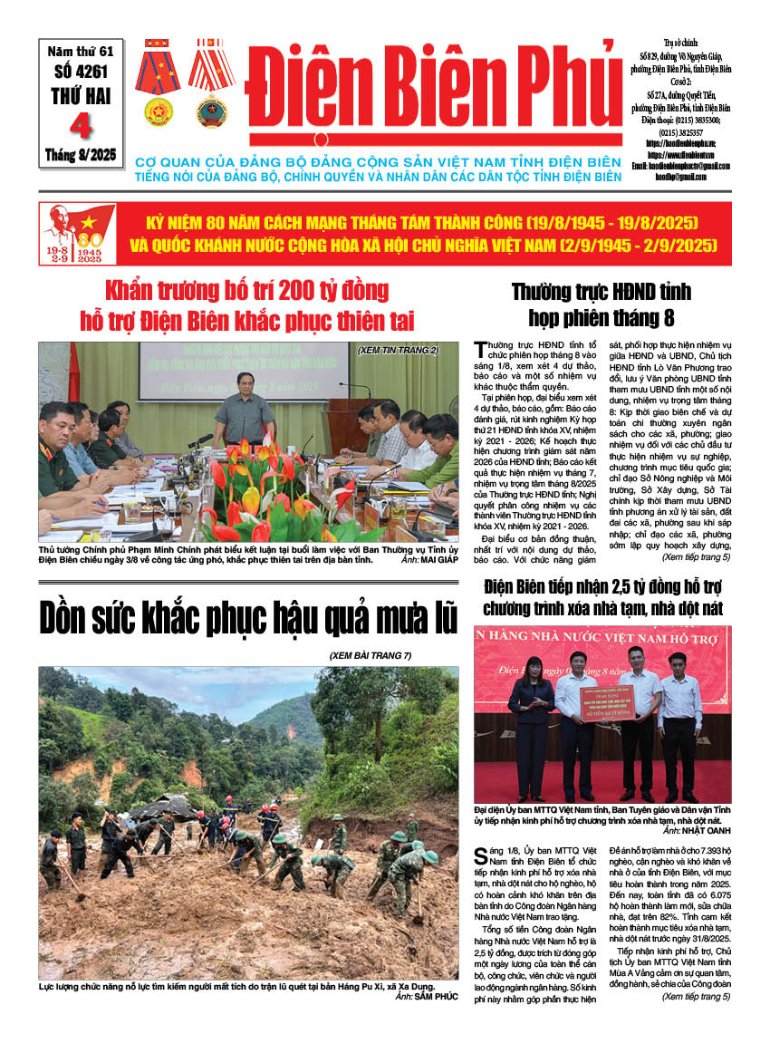 B&aacute;o thời sự Số b&aacute;o thứ hai,ng&agrave;y 04 th&aacute;ng 8 năm 2025