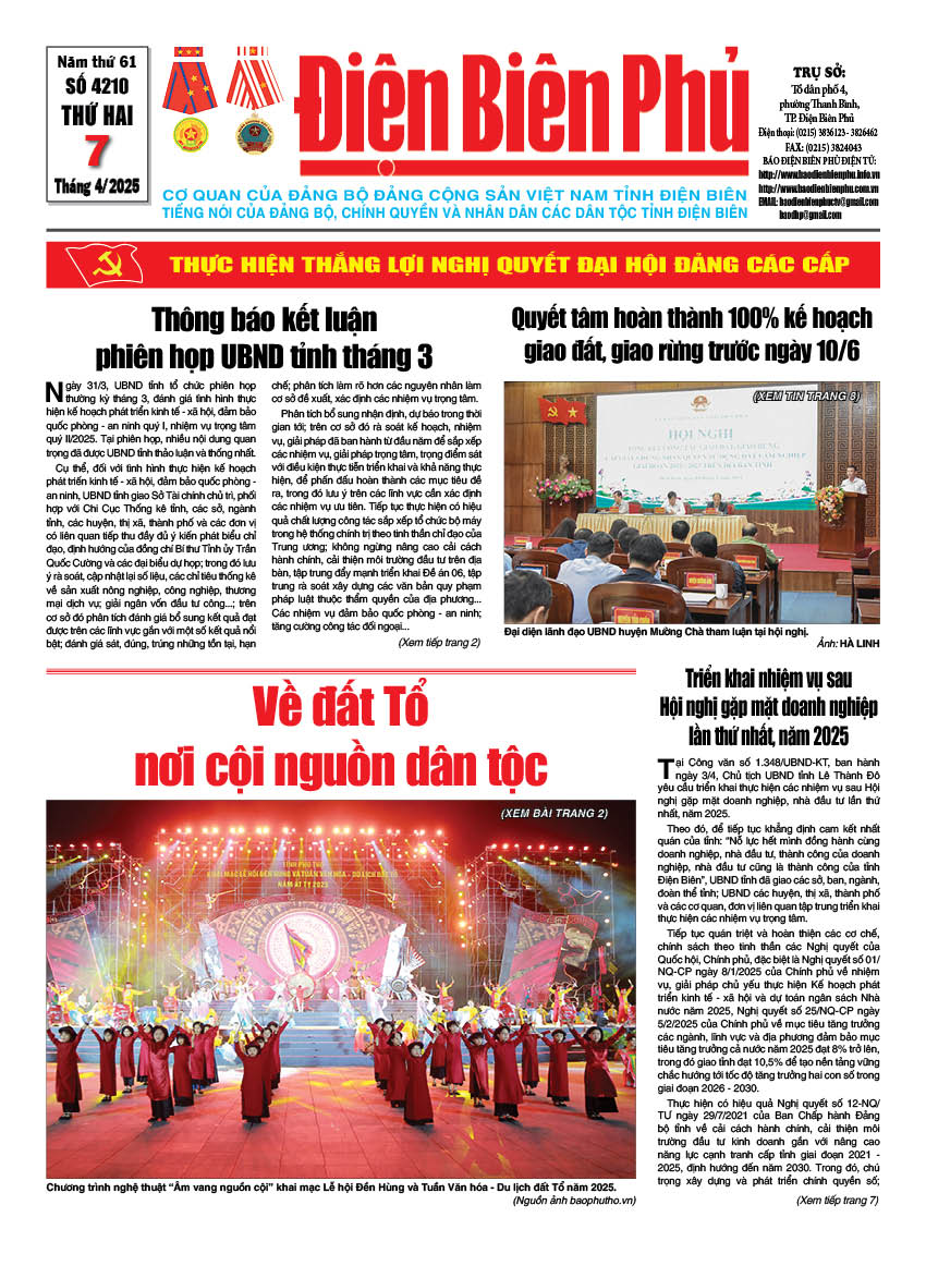 B&aacute;o thời sự Số b&aacute;o thứ hai,ng&agrave;y 07 th&aacute;ng 4 năm 2025