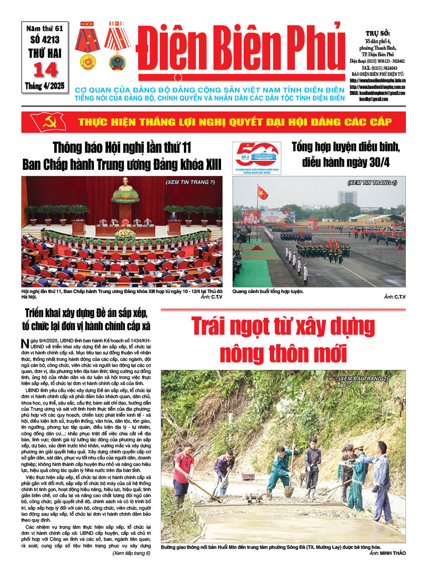 B&aacute;o thời sự Số b&aacute;o thứ hai,ng&agrave;y 14 th&aacute;ng 4 năm 2025