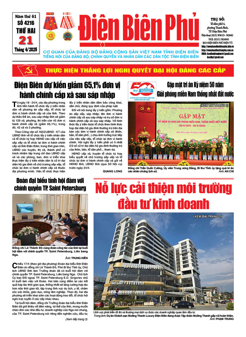 B&aacute;o thời sự Số b&aacute;o thứ hai,ng&agrave;y 21 th&aacute;ng 4 năm 2025