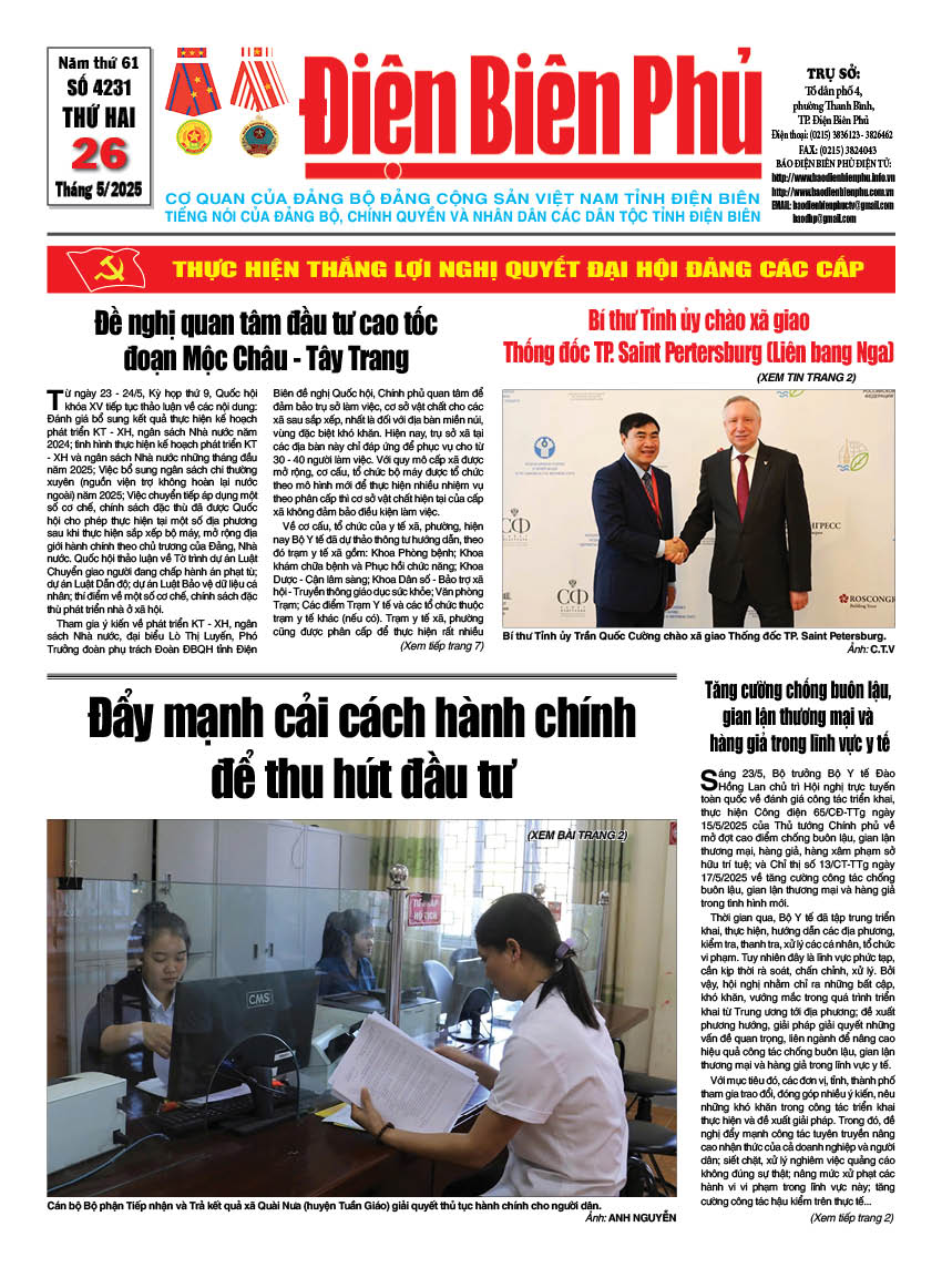 B&aacute;o thời sự Số b&aacute;o thứ hai,ng&agrave;y 26 th&aacute;ng 5 năm 2025