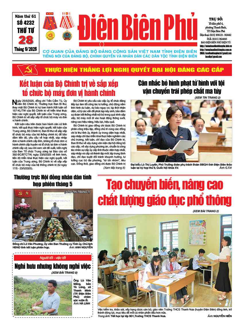 B&aacute;o thời sự Số b&aacute;o thứ tư,ng&agrave;y 28 th&aacute;ng 5 năm 2025