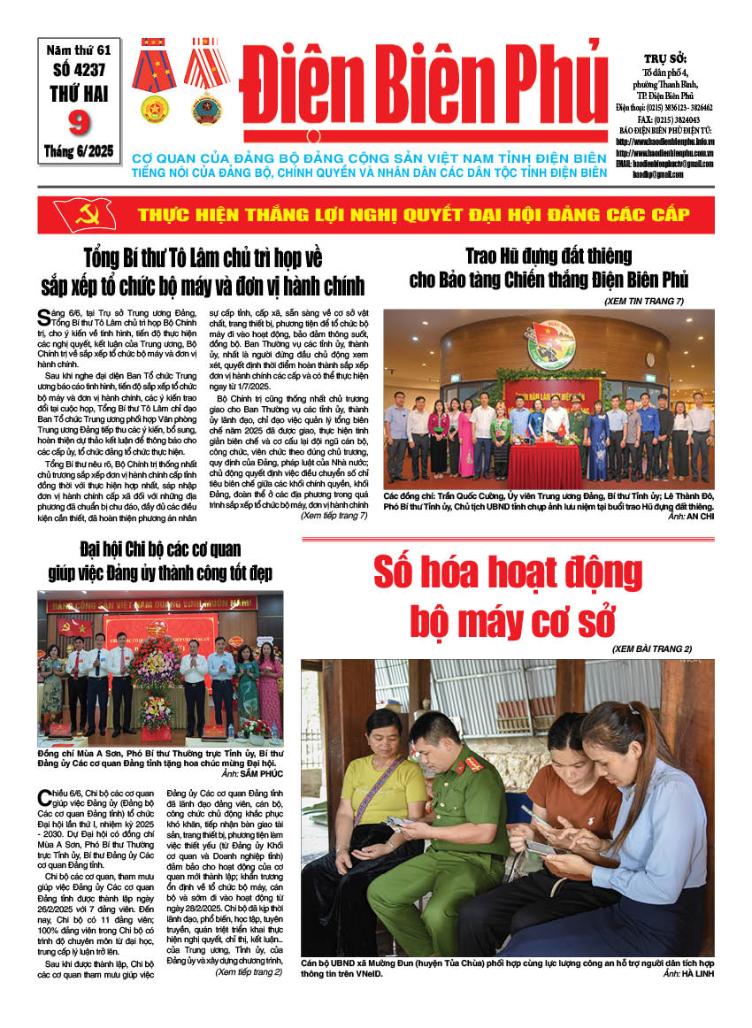 B&aacute;o thời sự Số b&aacute;o thứ hai,ng&agrave;y 09 th&aacute;ng 6 năm 2025