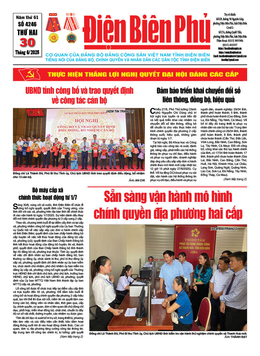 B&aacute;o thời sự Số b&aacute;o thứ hai,ng&agrave;y 30 th&aacute;ng 6 năm 2025