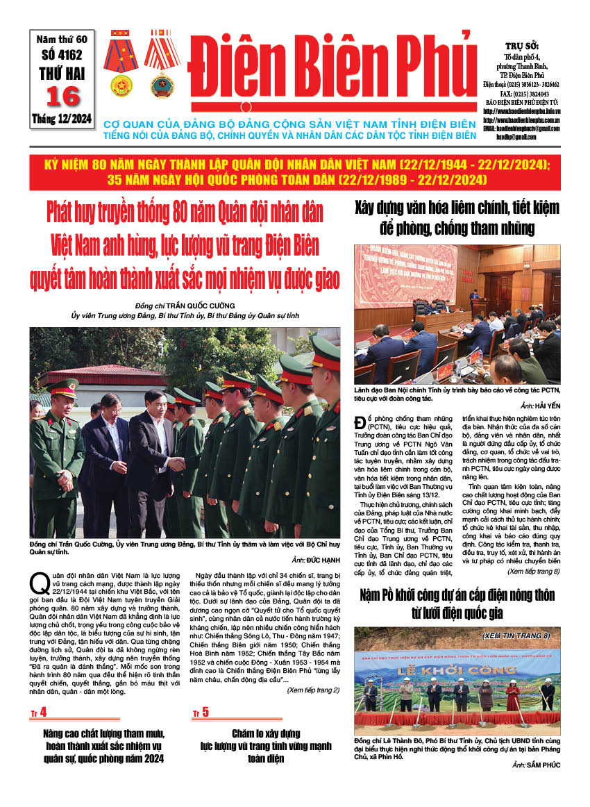 B&aacute;o thời sự Số b&aacute;o thứ hai,ng&agrave;y 16 th&aacute;ng 12 năm 2024