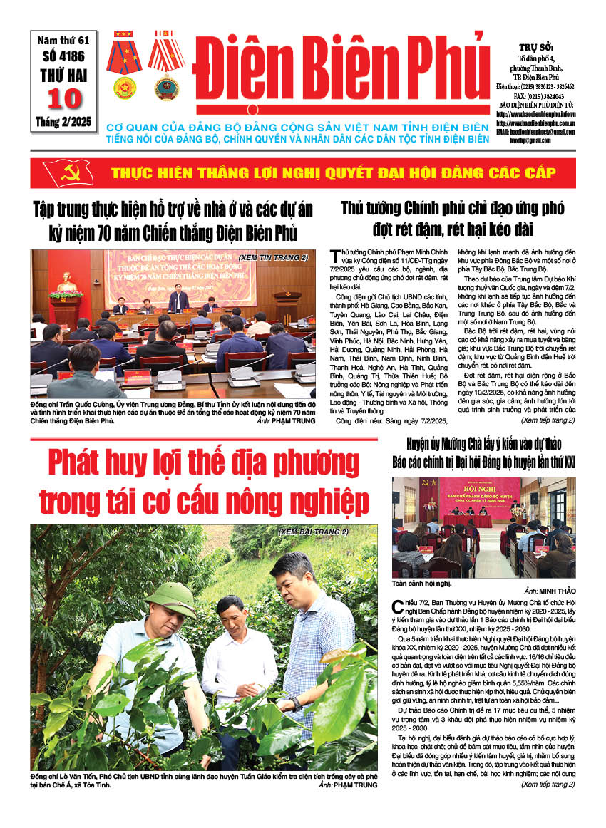 B&aacute;o thời sự Số b&aacute;o thứ hai,ng&agrave;y 10 th&aacute;ng 2 năm 2025