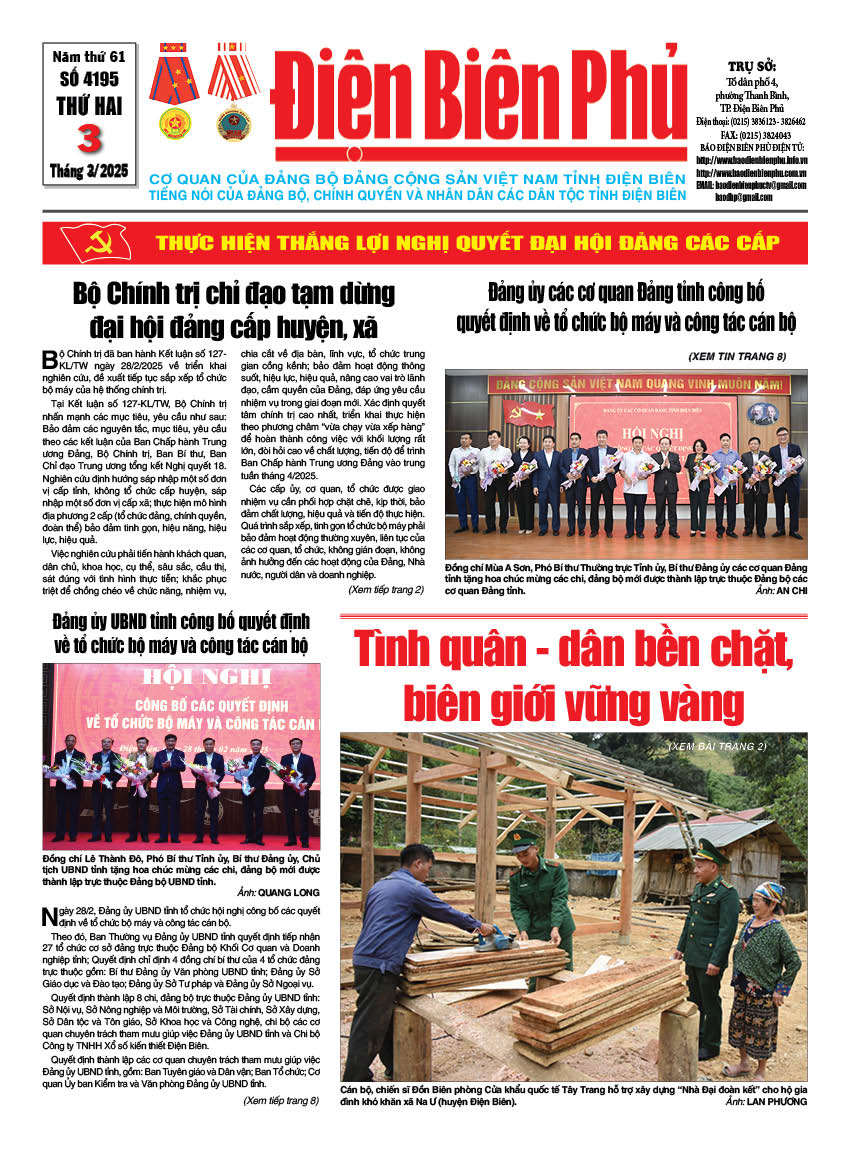 B&aacute;o thời sự Số b&aacute;o thứ hai,ng&agrave;y 03 th&aacute;ng 3 năm 2025