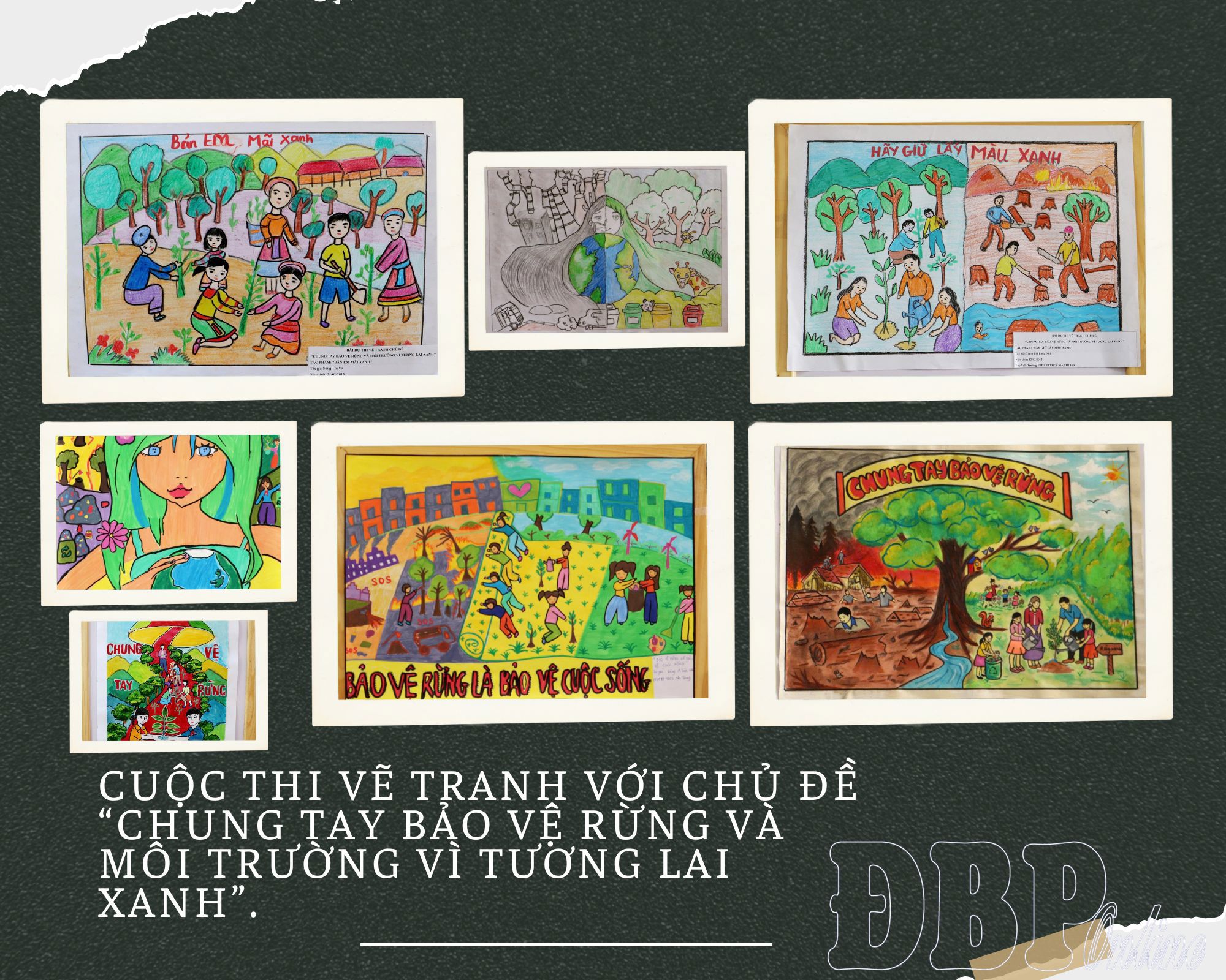 Vẽ tranh chung tay bảo vệ rừng v&agrave; m&ocirc;i trường