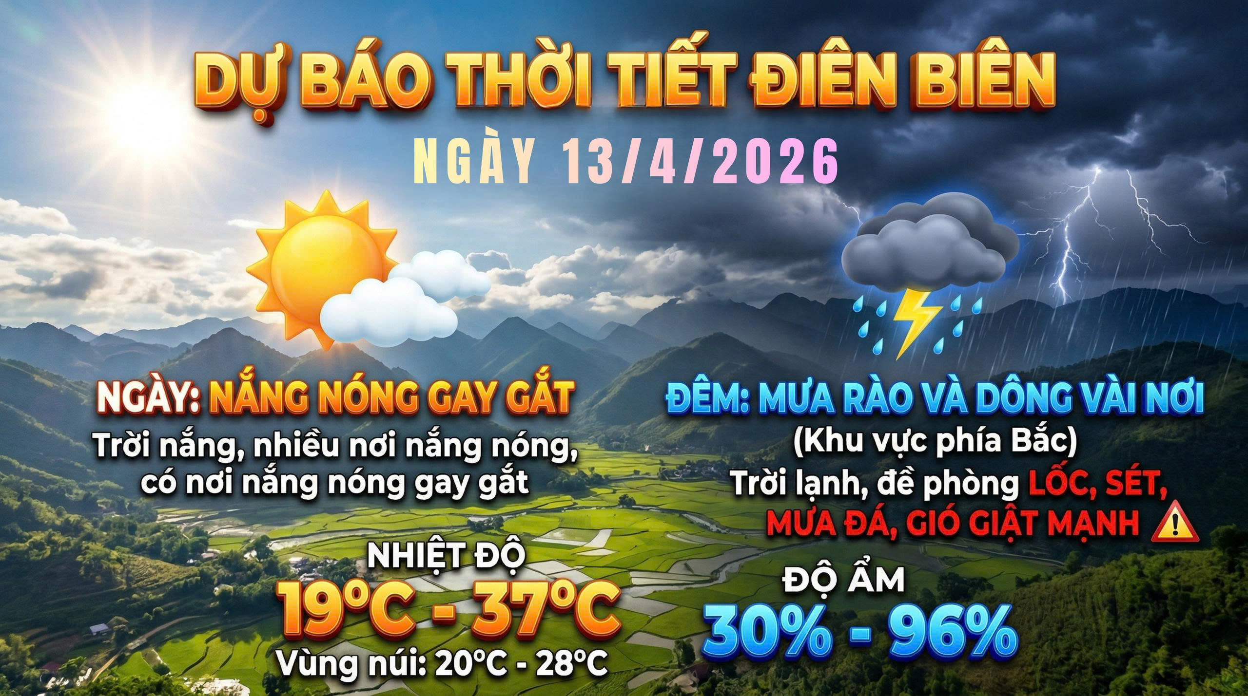 Bản tin Dự b&aacute;o thời tiết ng&agrave;y 13/4/2026