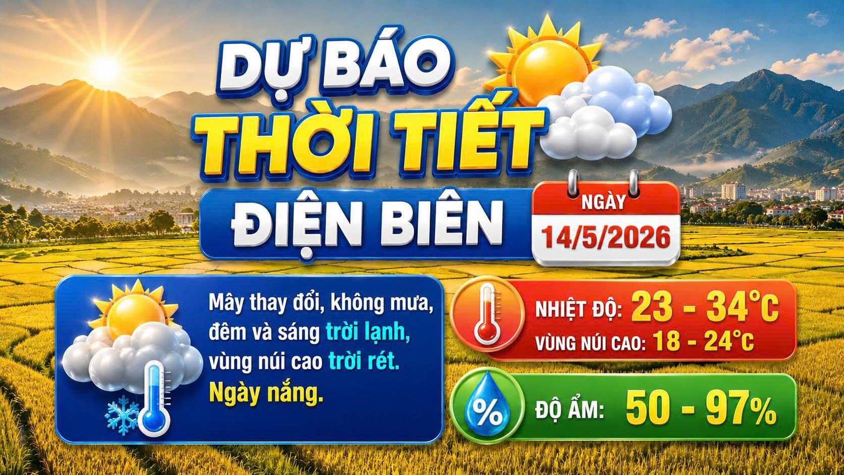 Bản tin Dự b&aacute;o thời tiết ng&agrave;y 14/5/2026